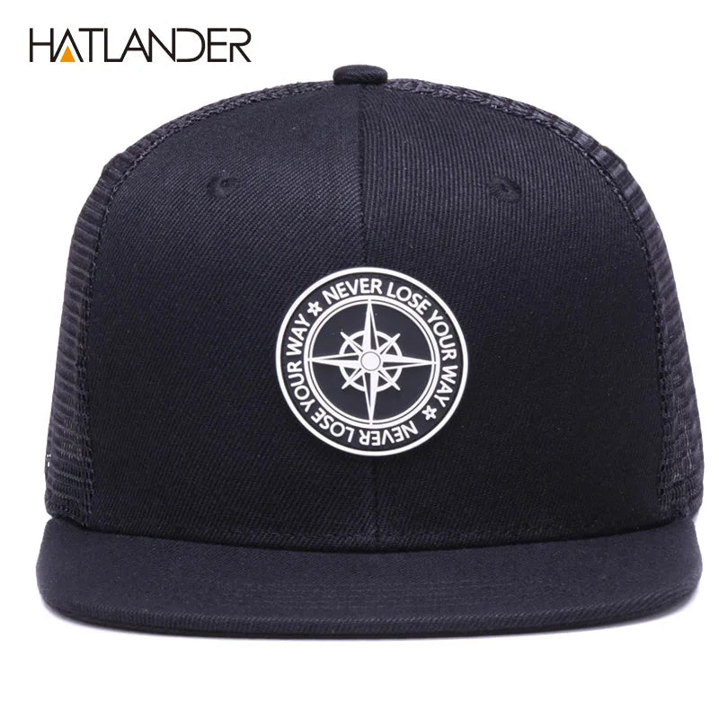 HATLANDER Original Baseball caps for men women black snapback cap high quality cool hip hop cap 6panels bone mesh truck cap hat