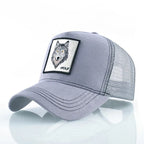 K Snapback Trucker Cap Men's Breathable Mesh Baseball Caps For Women Outdoor Casual Baseball Hat With Wolf Embroidery Patch
