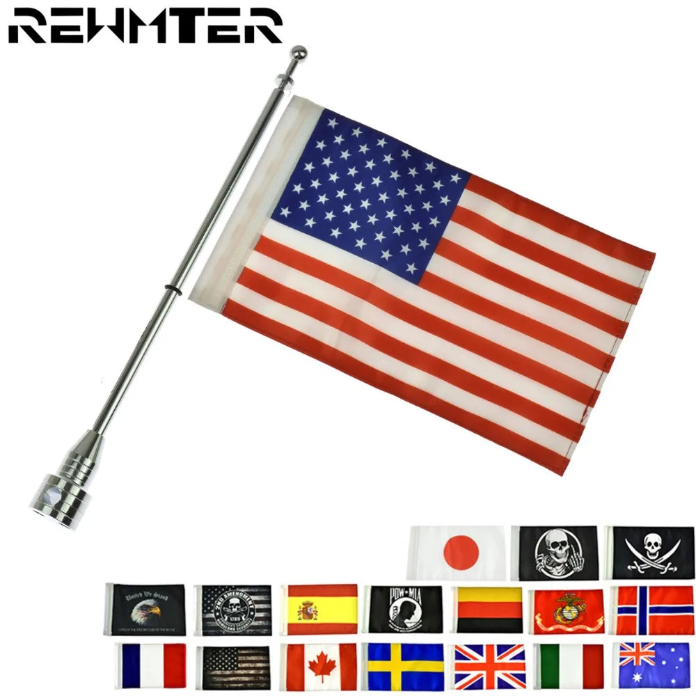 Motorcycle Rear Side Mount Luggage Pole Mount Flag America Flags For Harley Sportster XL883 XL1200 Touring FLHT Road King Glide