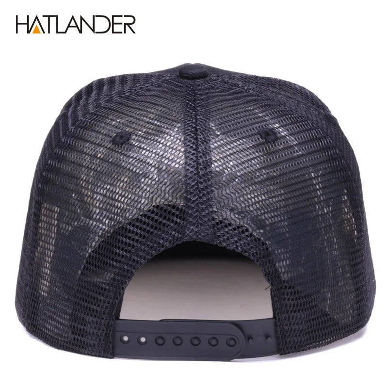 HATLANDER Original Baseball caps for men women black snapback cap high quality cool hip hop cap 6panels bone mesh truck cap hat