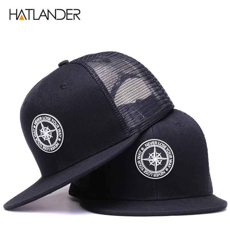 HATLANDER Original Baseball caps for men women black snapback cap high quality cool hip hop cap 6panels bone mesh truck cap hat
