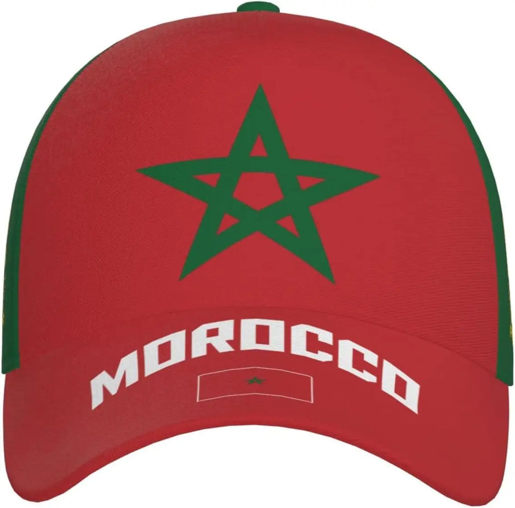 Morocco Flag Cool Moroccan Baseball Cap 3D Full Print Adult Unisex Adjustable Hat Soccer Patriotic Caps
