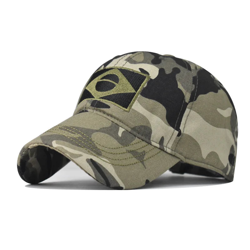 Camo Baseball Cap Men Summer Brazil Flag Sun Protection Snapback Caps Male Casual Airsoft Hat Outdoor Fishing Hiking Camping Hat