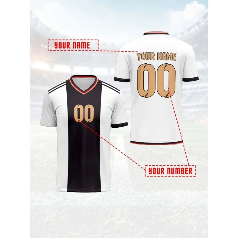 Germany Jerseys Pattern T-Shirt For Men Football Customized 3D Printed Short Sleeve Tops Summer Loose V-Neck T Shirts Sport Tees