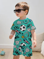 Boys Soccer Jersey Youth Football Uniform Sport Shirt Suit for Boy Summer Short Sleeve T-Shirt Shorts Training Set Birthday Gift