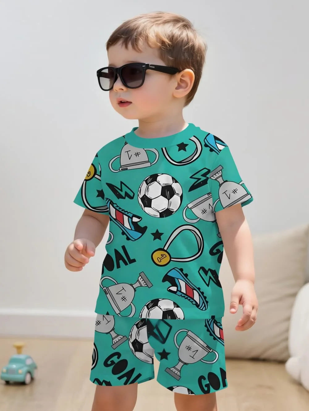 Boys Soccer Jersey Youth Football Uniform Sport Shirt Suit for Boy Summer Short Sleeve T-Shirt Shorts Training Set Birthday Gift