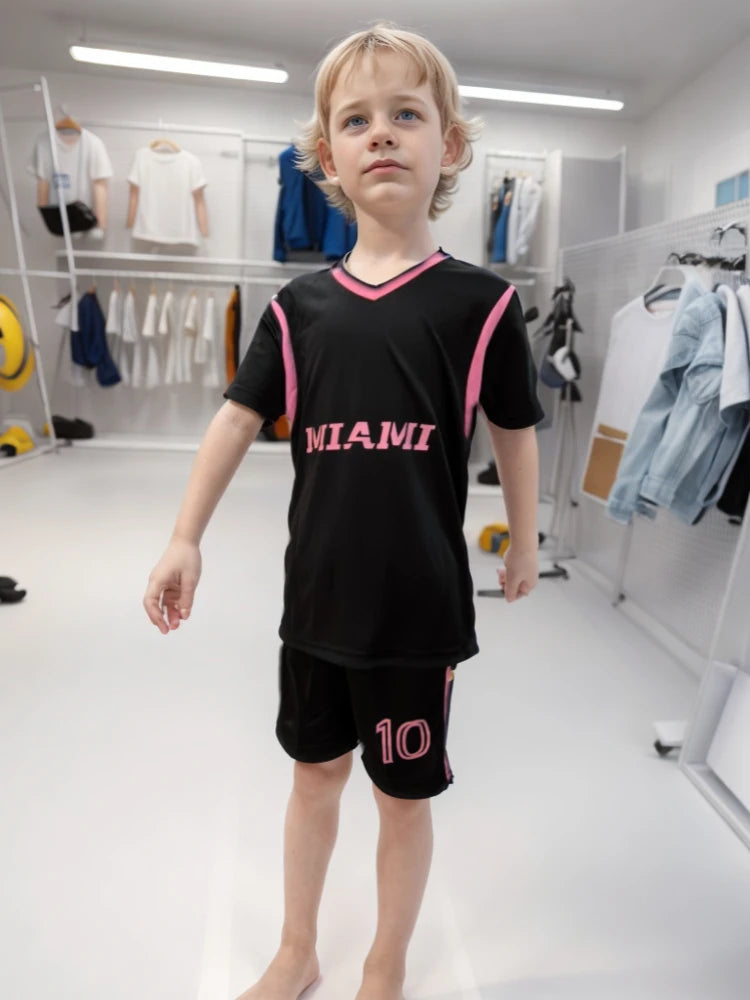 Kids Boys Soccer Jersey T-Shirts+Shorts+Stockings Set Youth Football Uniform Sports Shirt Kit children Sports Fan Girls Soccer