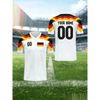 Germany Jerseys Pattern T-Shirt For Men Football Customized 3D Printed Short Sleeve Tops Summer Loose V-Neck T Shirts Sport Tees