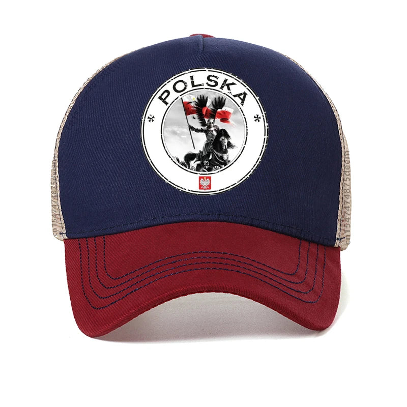 Poland Flag Graphic Mens Baseball Cap 3D Printed Summer Casual Poland Polska Husarz hat Cool Summer Mesh Trucker hats