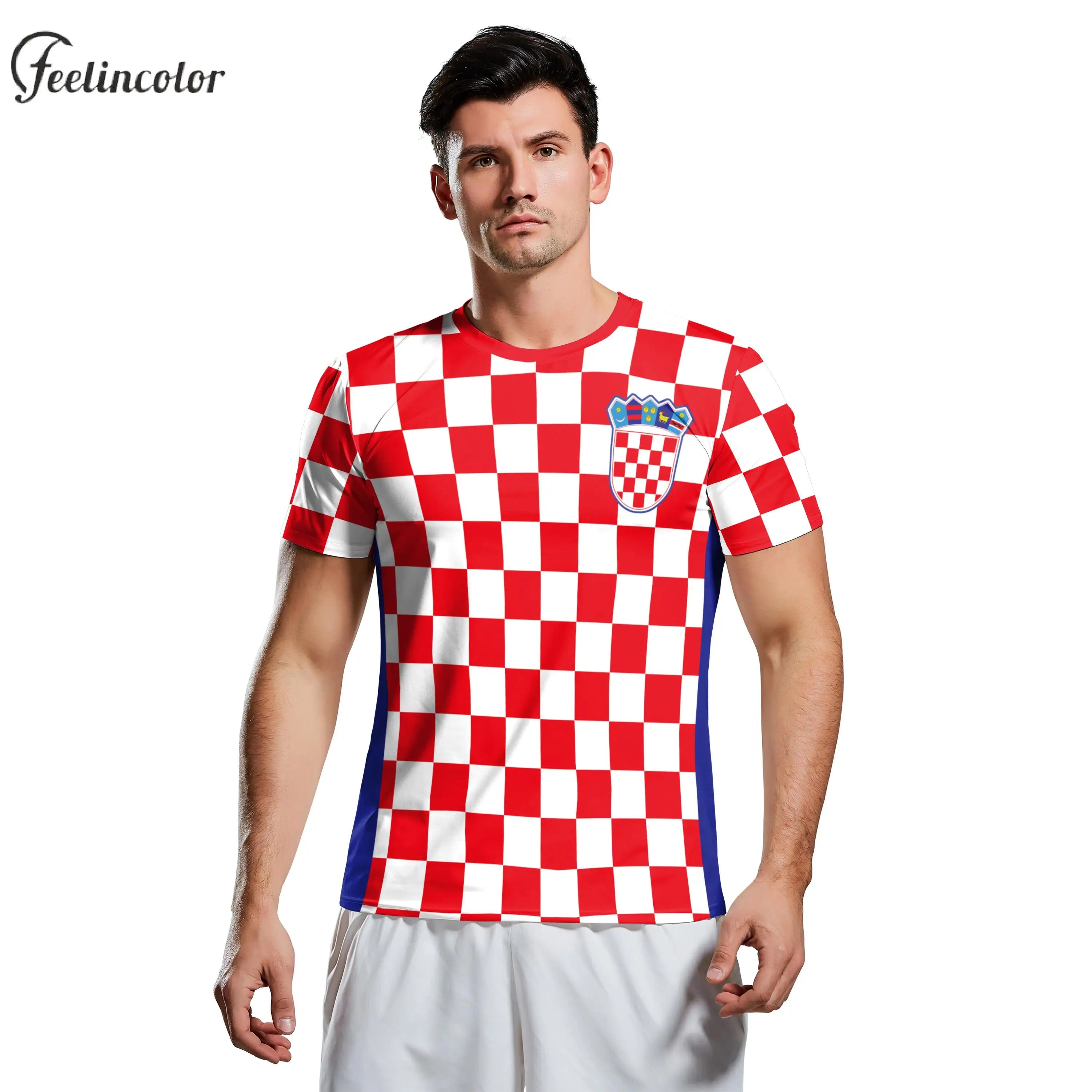 Jersery Croatia T-Shirt for Men HR Flag Tee Shirts Fashion 18 Soccer Top Red White Grids Football Jerseys Unisex Clothing