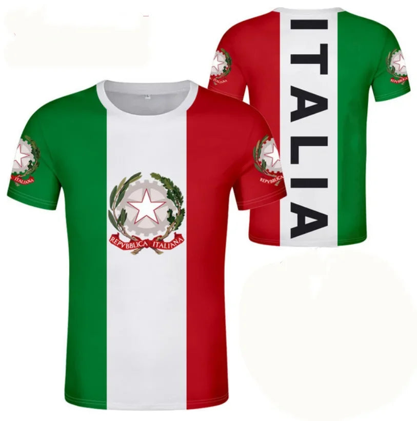 ITALY Flag 3D Print Sports Quick-dry Breathable Men T-shirt Outdoor Football Jersey Team Short-sleeve Parent-child Top Clothing
