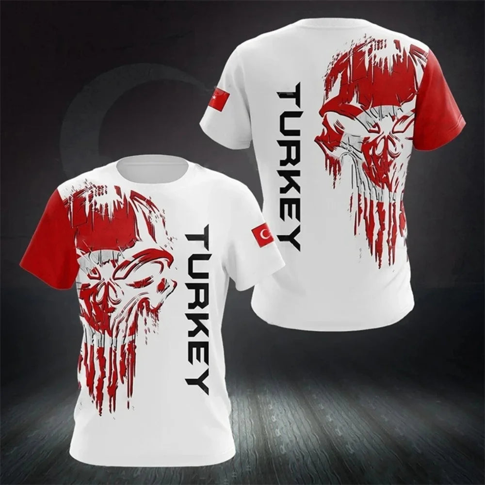 Turkey National Team Jersey - Athletic Tee with Crescent Star & Flag Patches, Ideal for Sports Fans & Patriotic Streetwear