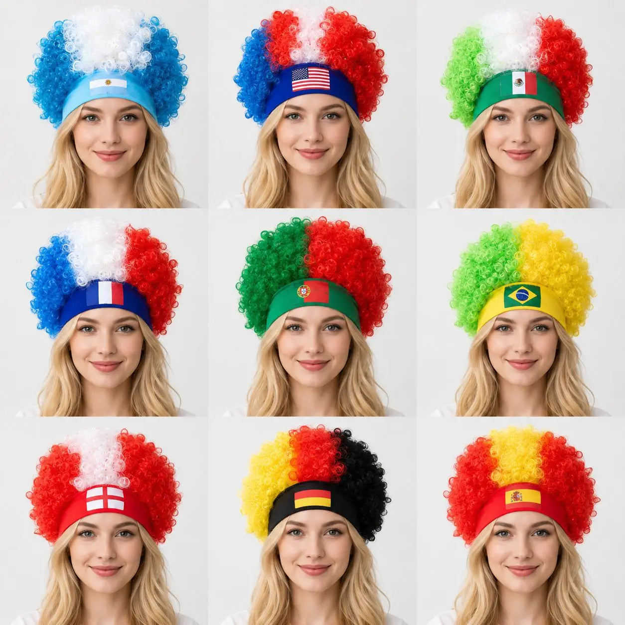 FIFA World Cup 2026 Curly Wig with Flag Headband