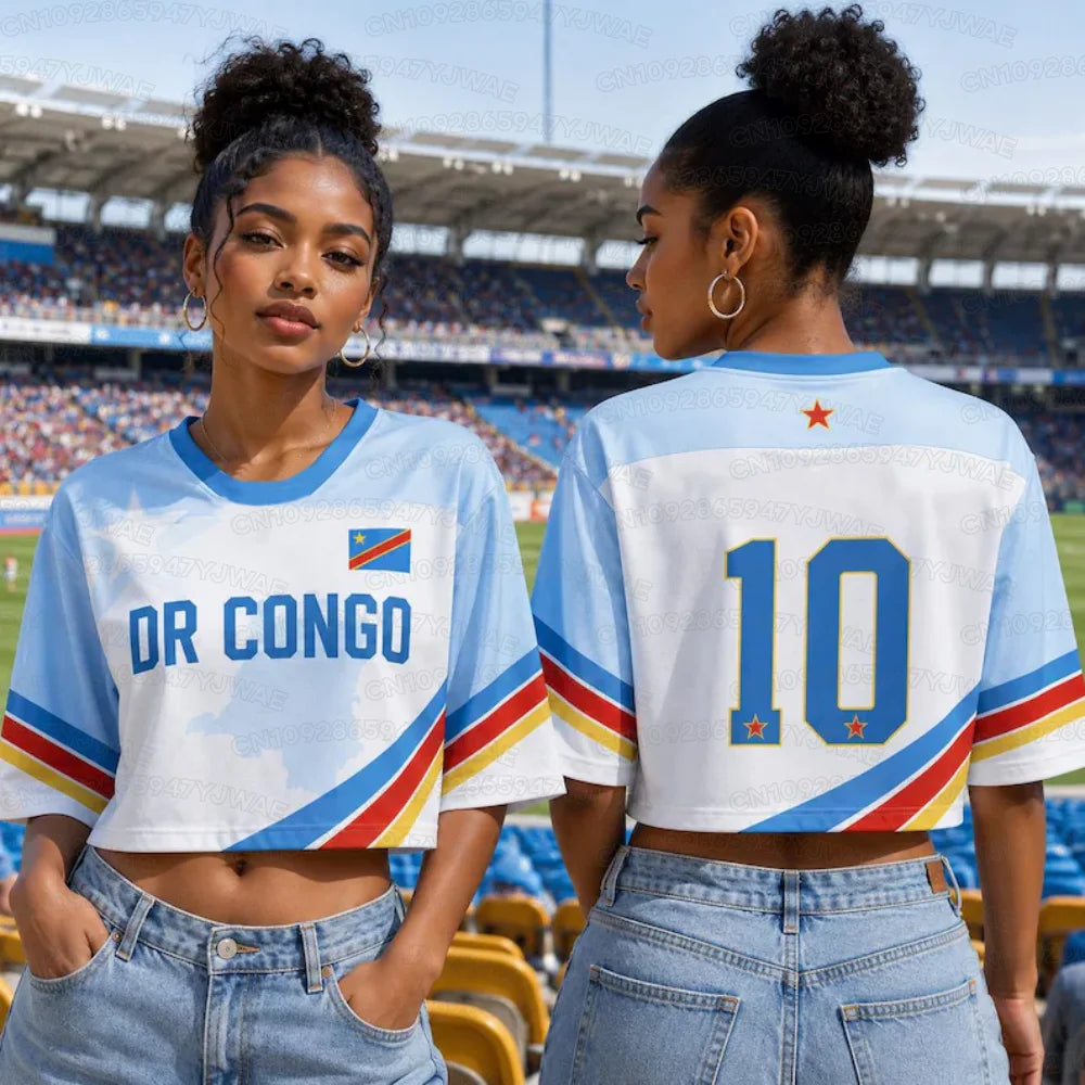 DR Congo Football Jersey — Women's Crop Top