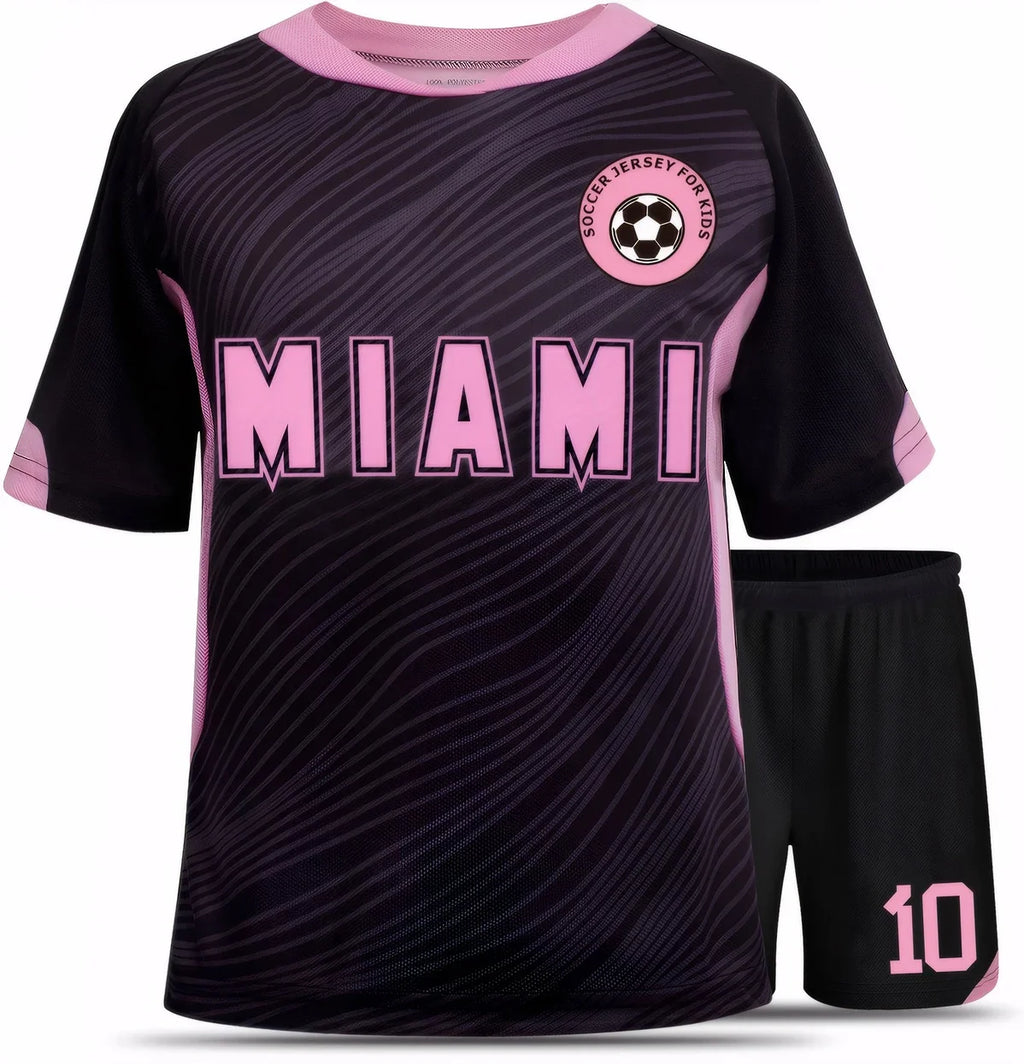New Boys' Soccer Jerseys Ronal_do #10 and #7 Jersey For Kids Mess_i Football Youth Jerseys Shirt Gift Children 3 Piece Set