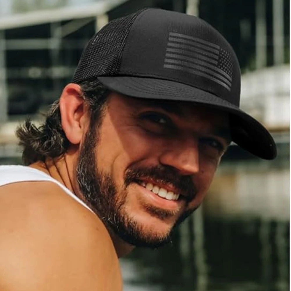 USA Flag Baseball Cap — Patriotic Mesh Hat