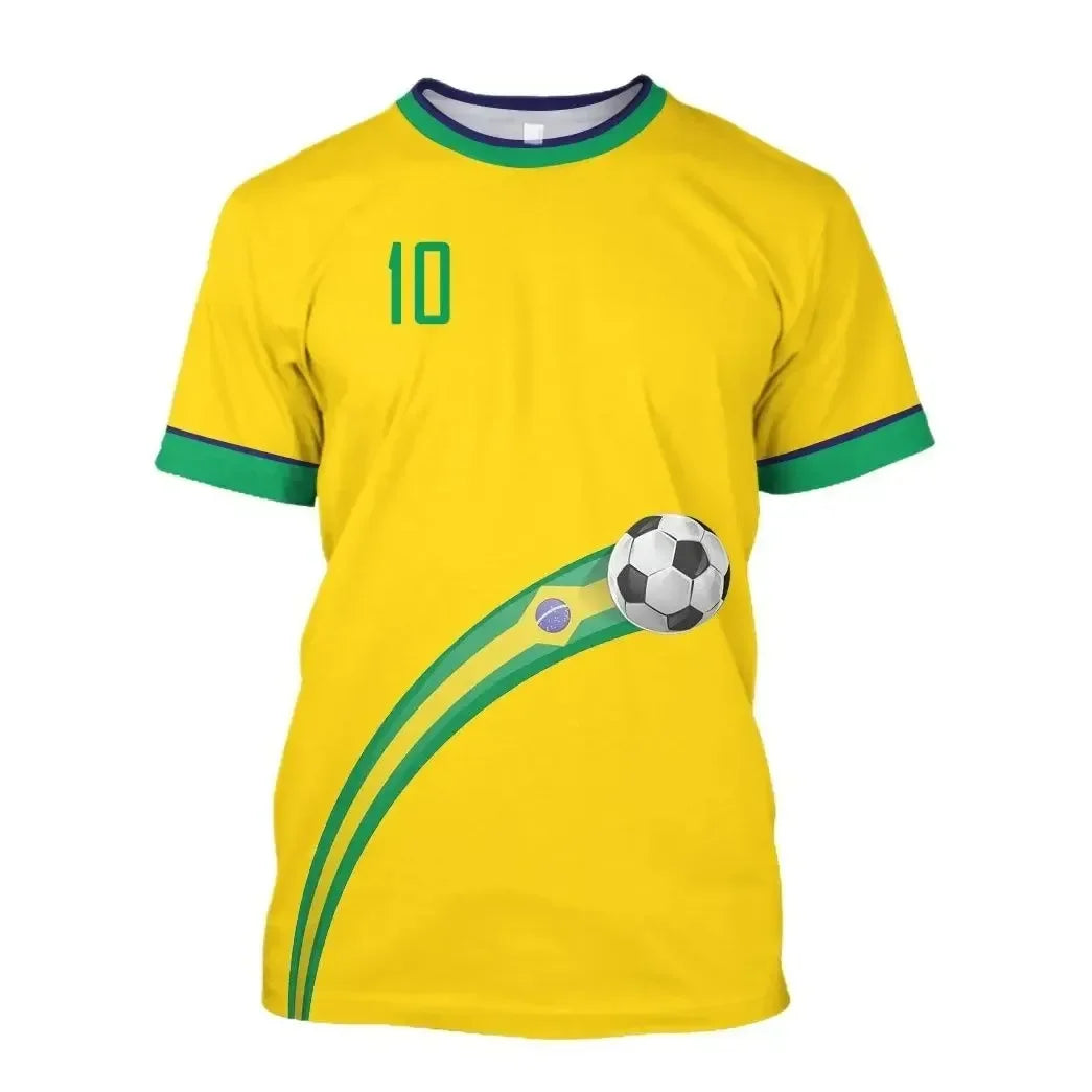 2026 New  Football Jersey T Shirt Brazilian National Team Shirt O Neck Oversized Casual Streetwear Men's Apparel