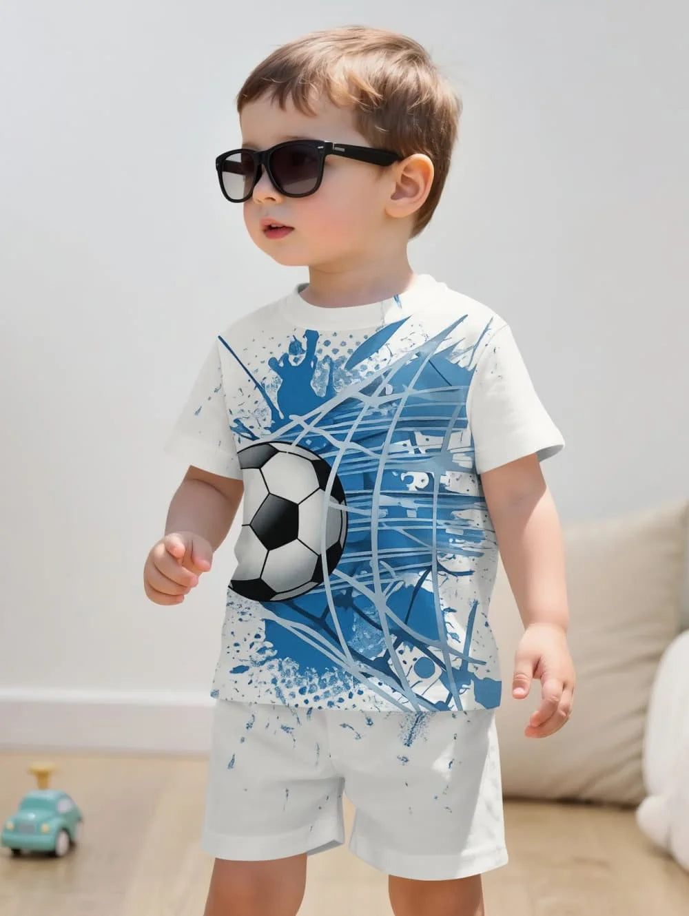Boys Soccer Jersey Youth Football Uniform Sport Shirt Suit for Boy Summer Short Sleeve T-Shirt Shorts Training Set Birthday Gift