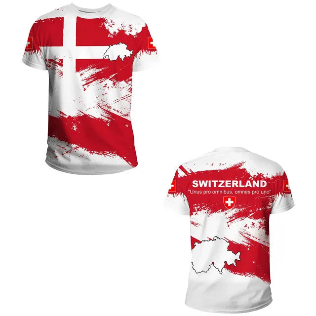 Swiss Flag Soccer Jersey T-shirts Summer Men Short Sleeved Casual Sports T Shirt Switzerland Football Clubs Fashion Man Clothes