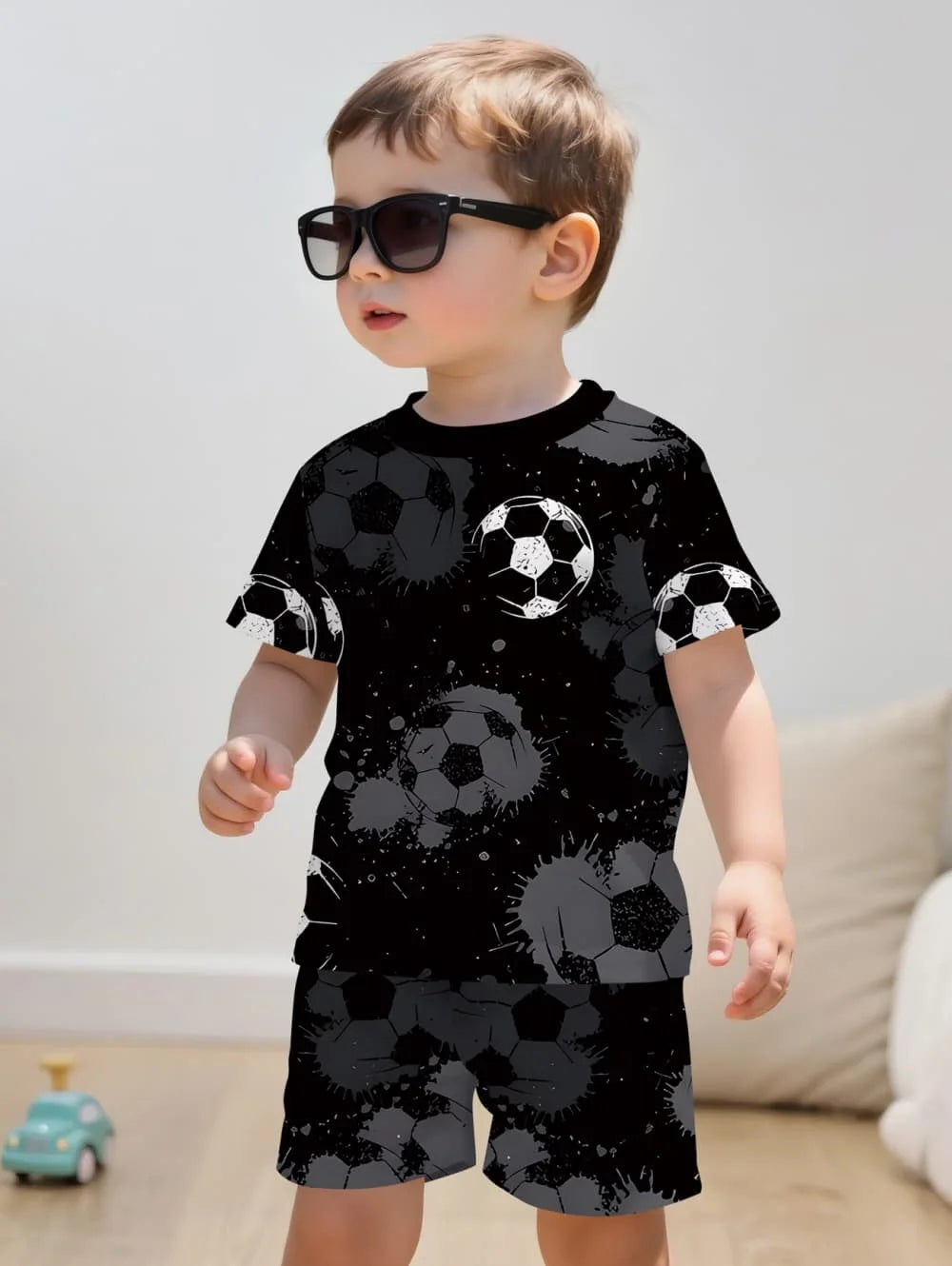 Boys Soccer Jersey Youth Football Uniform Sport Shirt Suit for Boy Summer Short Sleeve T-Shirt Shorts Training Set Birthday Gift