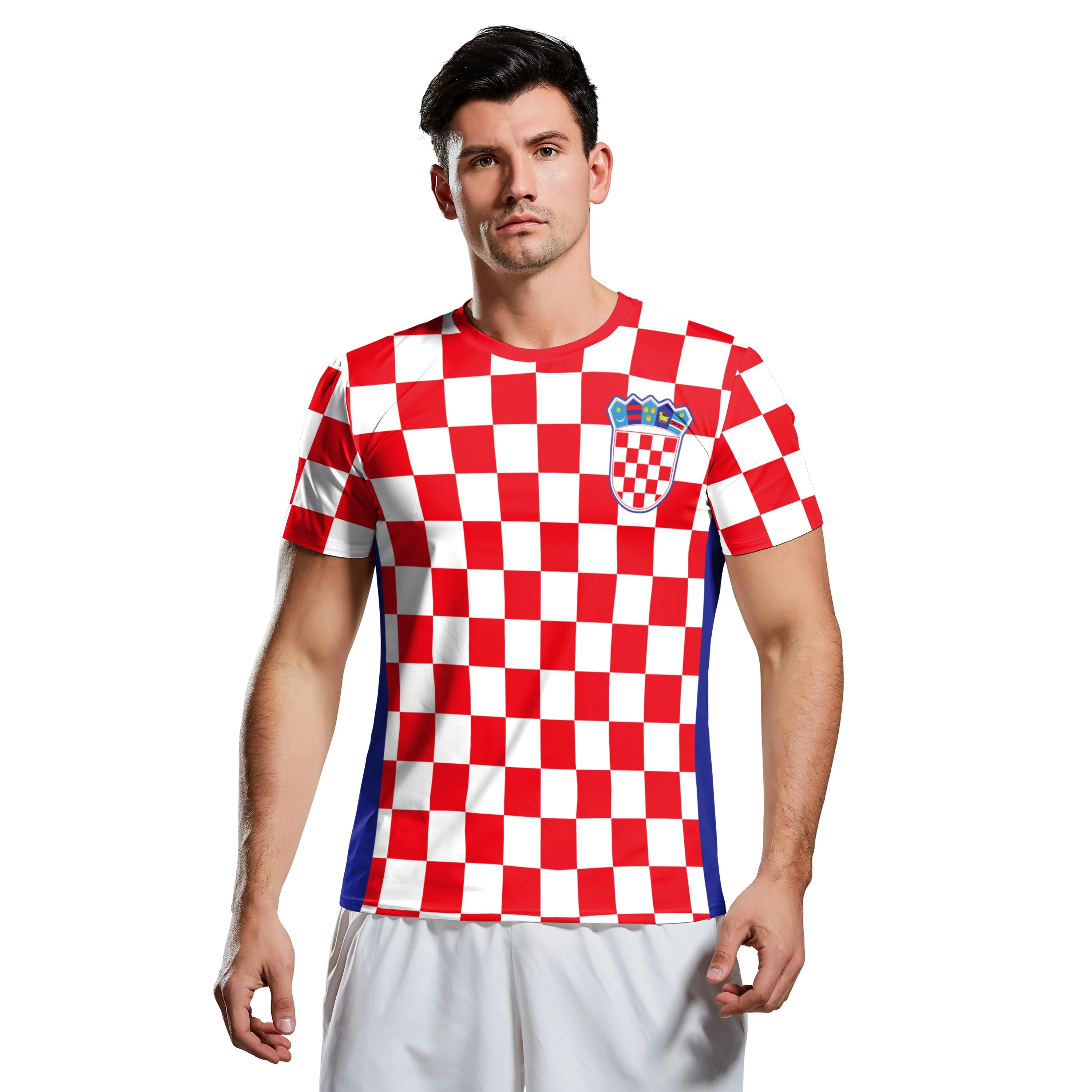 Jersery Croatia T-Shirt for Men HR Flag Tee Shirts Fashion 18 Soccer Top Red White Grids Football Jerseys Unisex Clothing