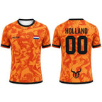 Netherlands Flag Print Football Jersey Outdoor Casual Breathable Short Sleeve Tops Summer Men Gym Sports Training Soccer T-shirt