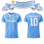 Uruguay National Team #10 Soccer Jersey T-Shirt, Men Women Quick Dry Breathable Football Fan Streetwear Tee