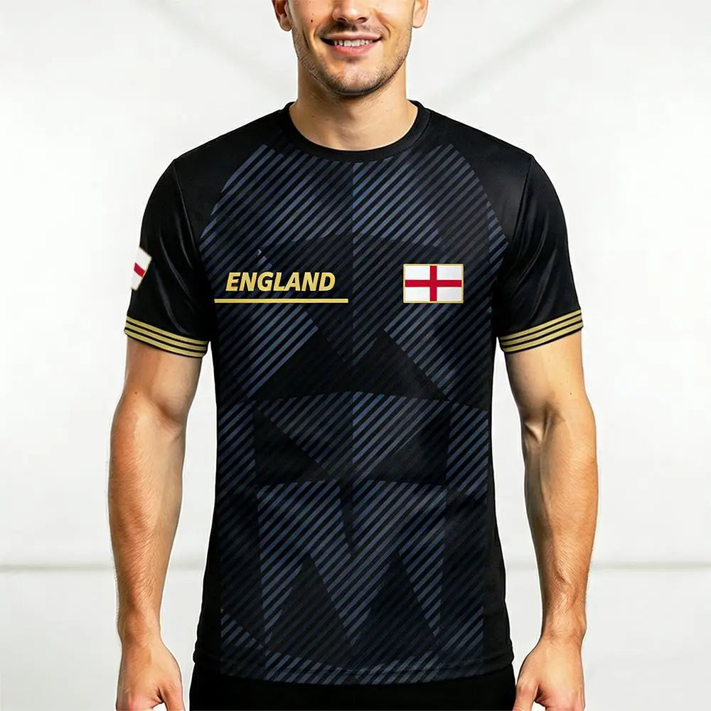 2026 New England Flag Printed Jersey Fashion Casual Streetwear Short Sleeve Top Men's And Women's Soccer Training O-Neck T-shirt