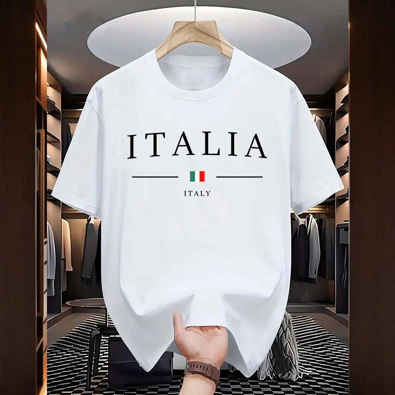 Italy Fashion T-shirts for Men High Quality 100% Cotton O-neck Short Sleeved Summer Daily Casual Sports Cool Tees City Vibe Tops
