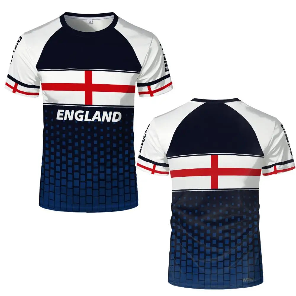 2026 New England Flag Printed Jersey Fashion Casual Streetwear Short Sleeve Top Men's And Women's Soccer Training O-Neck T-shirt
