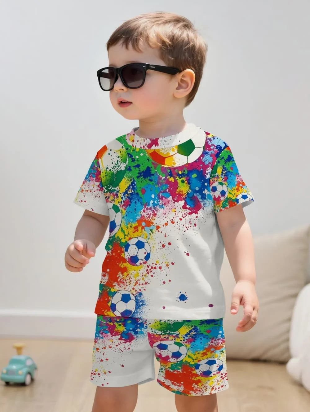 Boys Soccer Jersey Youth Football Uniform Sport Shirt Suit for Boy Summer Short Sleeve T-Shirt Shorts Training Set Birthday Gift