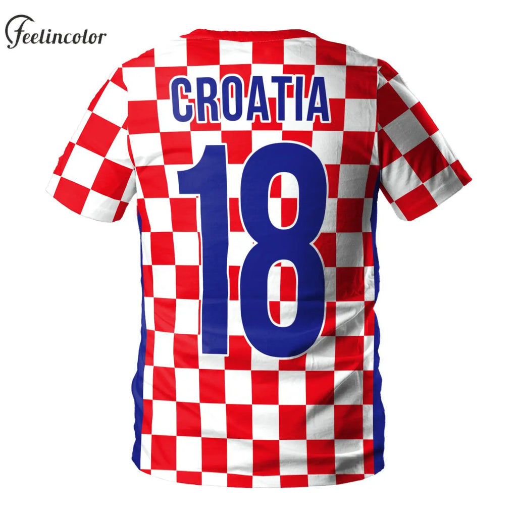Jersery Croatia T-Shirt for Men HR Flag Tee Shirts Fashion 18 Soccer Top Red White Grids Football Jerseys Unisex Clothing