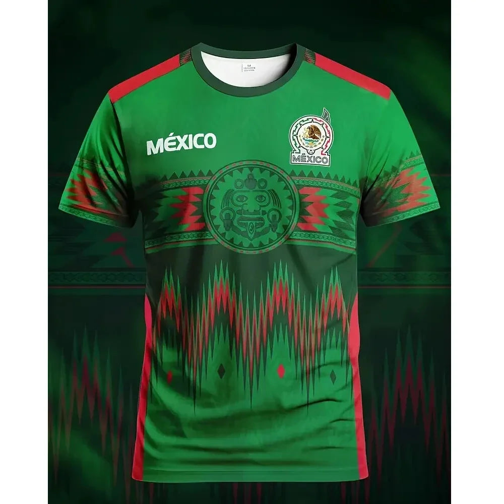 2025 Summer Mexico Football Jersey Men Women Clothes 3D Printed Sports Casual Outdoor Daily Training Quick-Drying Shirts