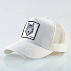 K Snapback Trucker Cap Men's Breathable Mesh Baseball Caps For Women Outdoor Casual Baseball Hat With Wolf Embroidery Patch