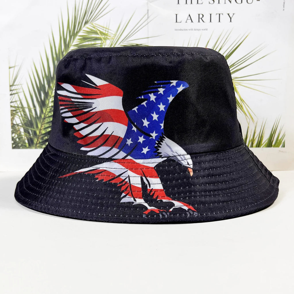 Cute Flag Bucket Hat Fashion Patriotic Summer Cap Unisex Printing Bucket Hat Outdoor Gardening Beach Camping Hiking Fishing Caps