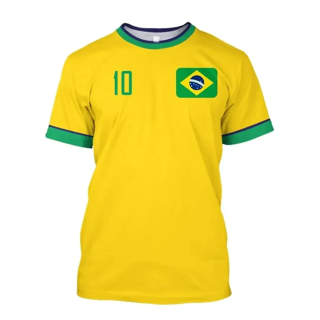 2026 New  Football Jersey T Shirt Brazilian National Team Shirt O Neck Oversized Casual Streetwear Men's Apparel