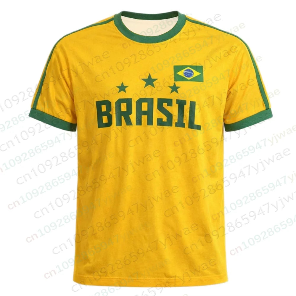2026 Brazil Football Jersey Yellow Green Breathable Top For Football Enthusiasts Tee Fashion Street Wear Men'S Women'S T-Shirts