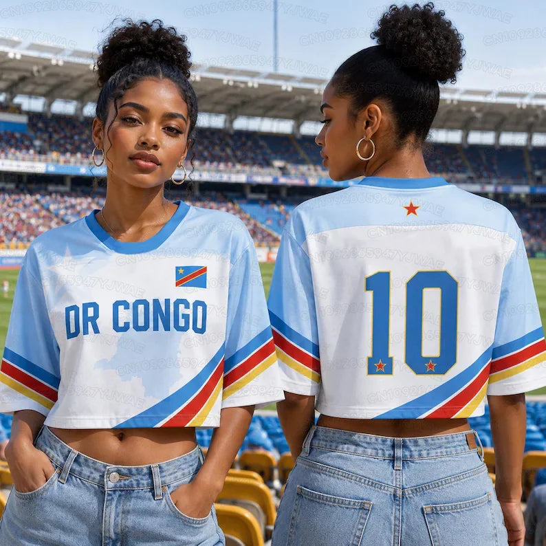DR Congo Football Jersey — Women's Crop Top