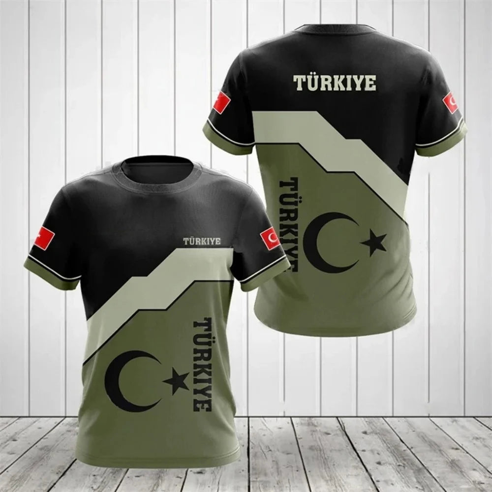 Turkey National Team Jersey - Athletic Tee with Crescent Star & Flag Patches, Ideal for Sports Fans & Patriotic Streetwear