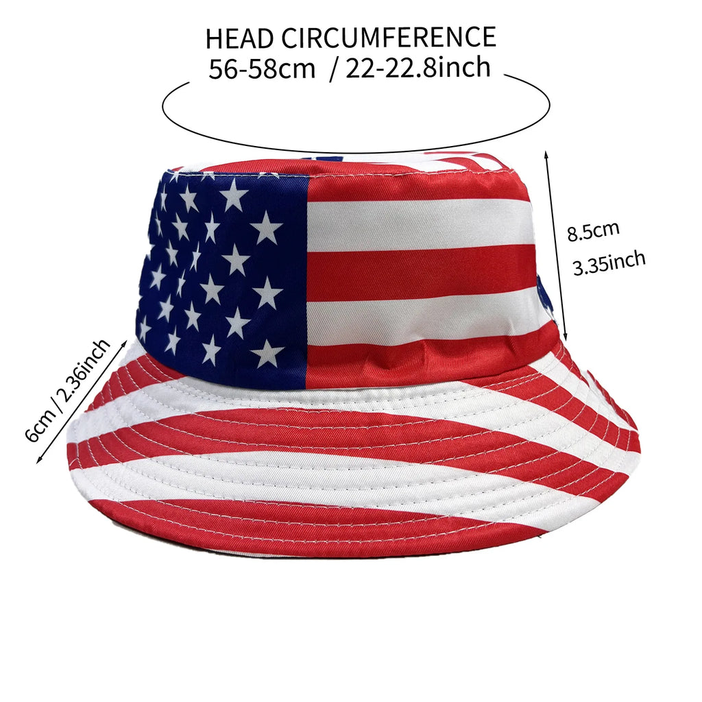 Cute Flag Bucket Hat Fashion Patriotic Summer Cap Unisex Printing Bucket Hat Outdoor Gardening Beach Camping Hiking Fishing Caps