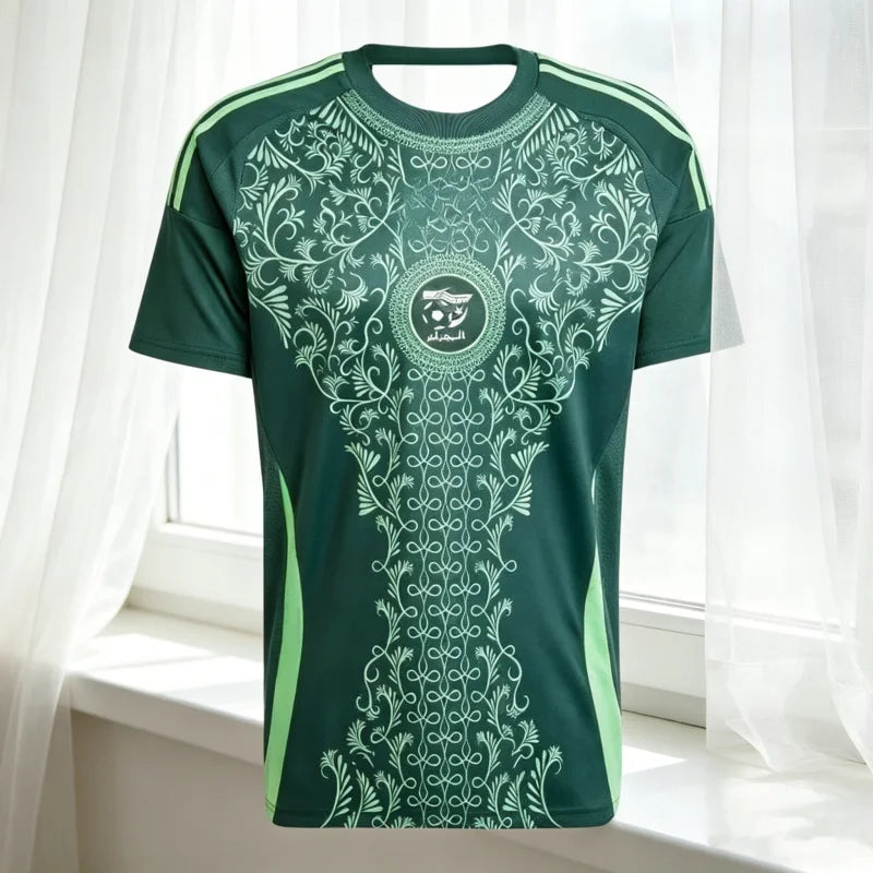 2026 New Summer Algeria Inspired Football Jersey Family Matching Outfit Green Print Quick Dry T-shirt for Men Women Kids Tees