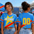 DR Congo Football Jersey — Women's Crop Top