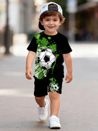Boys Soccer Jersey Youth Football Uniform Sport Shirt Suit for Boy Summer Short Sleeve T-Shirt Shorts Training Set Birthday Gift