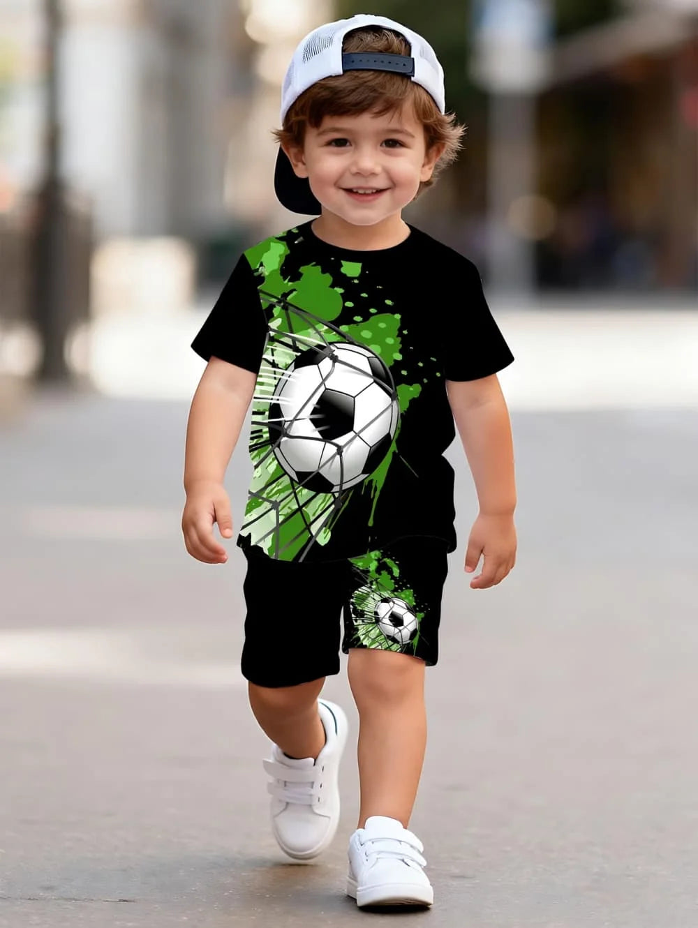 Boys Soccer Jersey Youth Football Uniform Sport Shirt Suit for Boy Summer Short Sleeve T-Shirt Shorts Training Set Birthday Gift