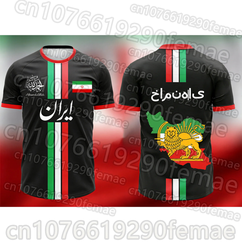 IRAN 2026 New Summer Football Jersey Men's Soccer Shirt Iran Flag Graphic T-Shirt Sports Wear Quick Dry Best Gift For Men Fans