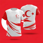 Turkey National Team Jersey - Athletic Tee with Crescent Star & Flag Patches, Ideal for Sports Fans & Patriotic Streetwear