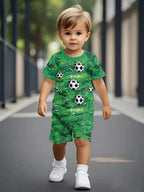Boys Soccer Jersey Youth Football Uniform Sport Shirt Suit for Boy Summer Short Sleeve T-Shirt Shorts Training Set Birthday Gift