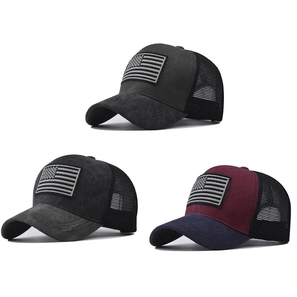 USA Flag Snapback Hat Adjustable Breathable Mesh Baseball Cap American Flag Trucker Hat for Men Women Patriotic Party Supplies
