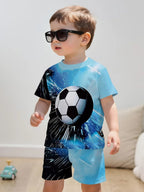 Boys Soccer Jersey Youth Football Uniform Sport Shirt Suit for Boy Summer Short Sleeve T-Shirt Shorts Training Set Birthday Gift