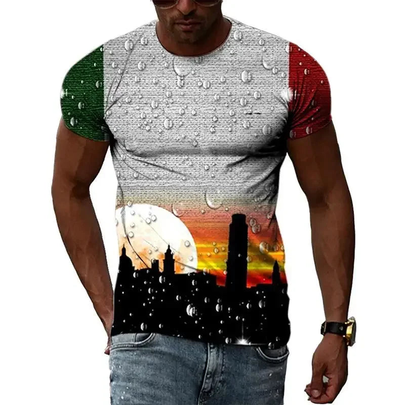 ITALY Flag 3D Print Sports Quick-dry Breathable Men T-shirt Outdoor Football Jersey Team Short-sleeve Parent-child Top Clothing